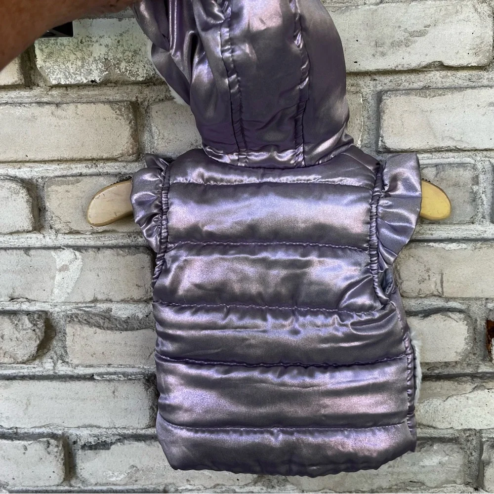 Little lass purple puff style unicorn kids vest